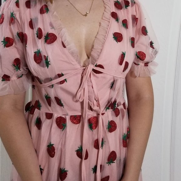 Strawberry Tulle Long Dress / Cute / S-5XL - Picture 9 of 10